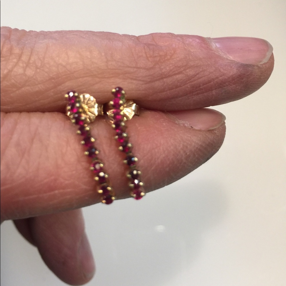 14k Ruby Dangle - Hinge Post Earrings - image 6